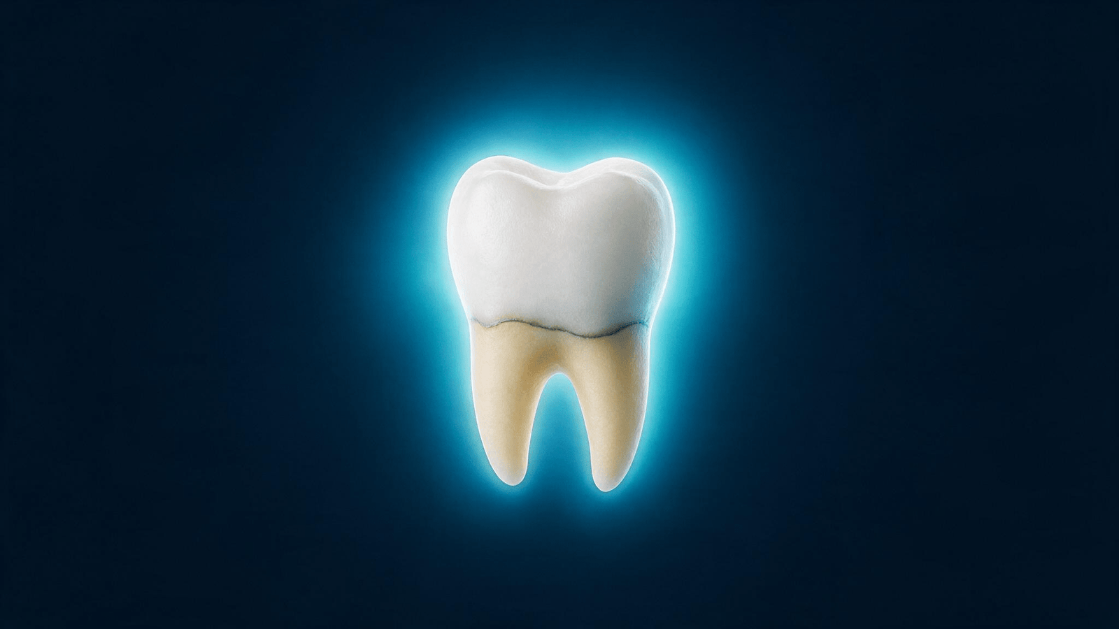 Tratamento de Canal: o Que É e Quando Ele É Realmente Necessário Ilustração conceitual de um dente iluminado em tons de azul representando o cuidado do tratamento de canal na odontologia moderna.